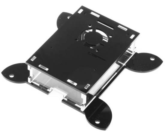 Корпус Qumo RS043 33033 VESA 100x100 + вентилятор, для Raspberry Pi 4, акрил, black