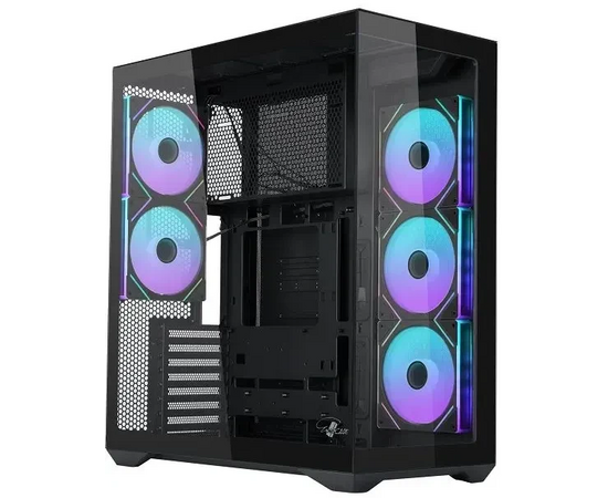 Корпус Eurocase M4801 black, ATX, без БП, закаленное стекло 2 стороны