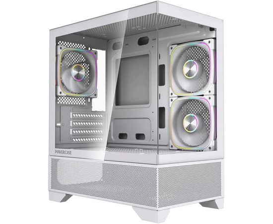 Корпус Powercase Vision Micro M4 W (CVMM4 W-A3), Tempered Glass, Type-C, 3x 120mm ARGB PWM Fan, белый, m ATX