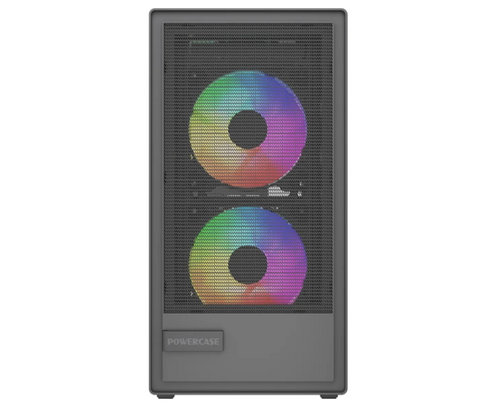 Корпус Powercase Mistral SM02 (CMMSM02 B-L3), Tempered Glass, 3x120mm FRGB fans, чёрный, m ATX
