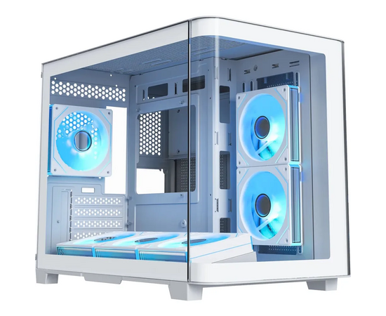 Корпус XASTRA QR500 M 6 ARGB-FM-C10-UC White (QR500 M-6 FM12 A-C10-UC-WH) m ATX/Aquarium/2 Curve Glass /6x120mm ARGB PWM FM fans/Argb+PWM HUB 10port/Type-C