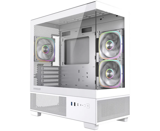 Корпус Powercase Vision Micro S3 W (CVMMSW-A3), Tempered Glass, Type-C, 3x 120mm ARGB PWM Fan, белый, m ATX