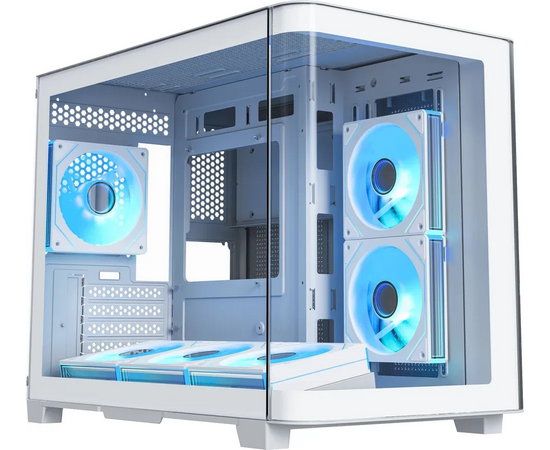 Корпус XASTRA QR500 M 3 ARGB-FM-C10-UC White (QR500 M-3 FM12 A-C10-UC-WH) m ATX/Aquarium/2 Curve Glass/3x120mm ARGB PWM FM fans/Argb+PWM HUB 10port/Type-C