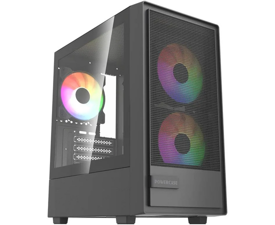 Корпус Powercase Mistral SM02 ARGB (CMMSM02 B-A3), Tempered Glass, 3x120mm ARGB PWM fans, чёрный, m ATX