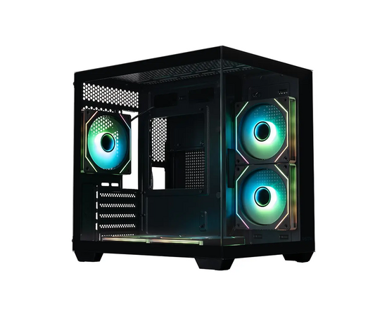 Корпус XASTRA QW400 M 5 ARGB-C6-AC Black (QW400 M-5 FM12 A-C6-AC) m ATX/Aquarium/Screewless/5x120mm ARGB PWM FM fans/Argb+PWM HUB 6port