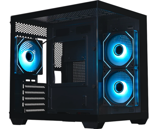 Корпус XASTRA QW400 M 3 ARGB-C6-AC Black (QW400 M-3 FM12 A-C6-AC) m ATX/Aquarium/Screewless/3x120mm ARGB PWM FM fans/Argb+PWM HUB 6port