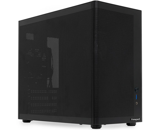Корпус HSPD M210 (M210-MBK), без БП, Mesh Mid Tower, Black, 0.7 SPCC, 1x90mm m ATX, m ITX 140/280/150mm 1x2.5", 4x PCI 1x USB-A 3.0 302x168x350mm