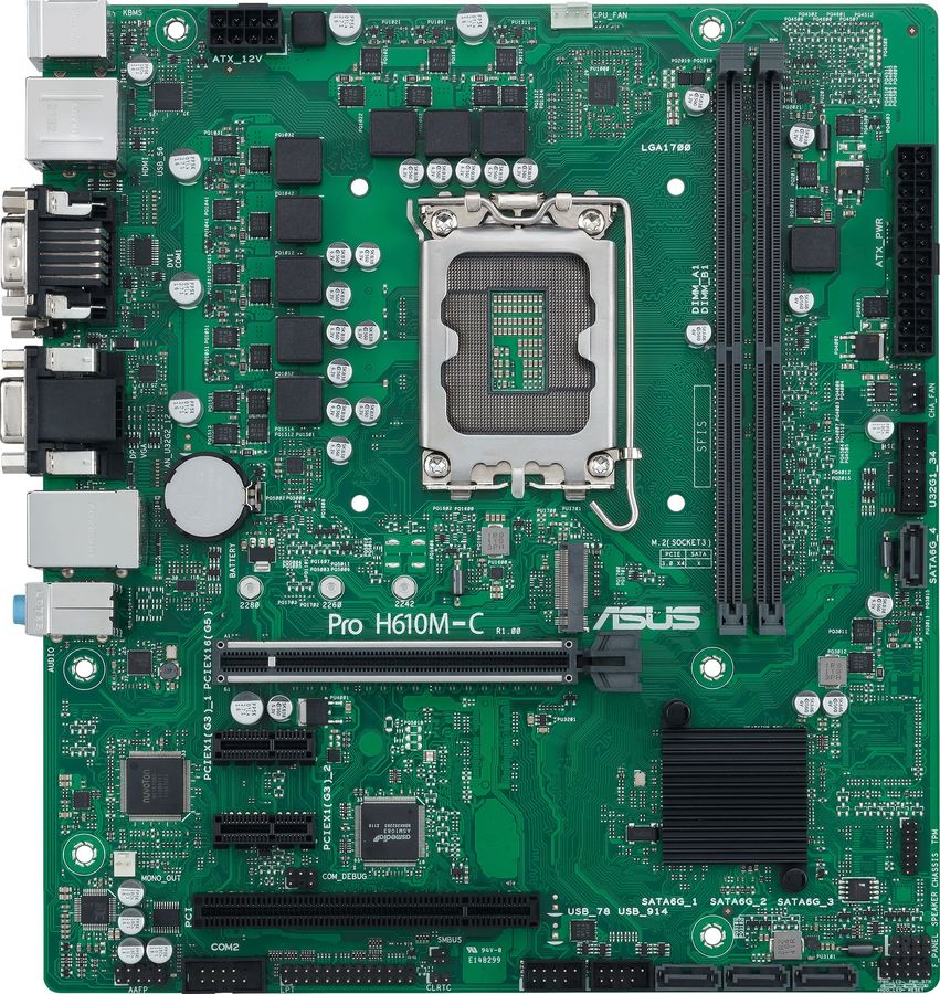Материнская плата ASUS Pro B760 M-CT-CSM, LGA1700, B760, 4*DDR5, VGA+HDMI+2x DP, 4x SATA3 + RAID, 2x M2, Audio, Gb LAN, USB 3.2, USB 2.0, m ATX